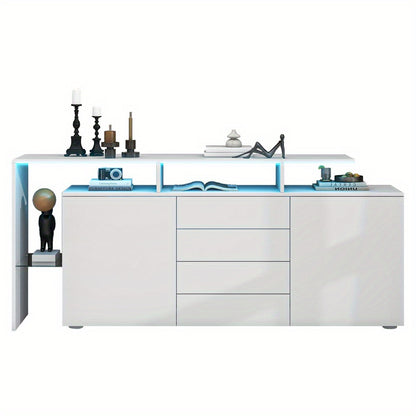 Dressoir – Opbergkast – Buffetkast – Kasten – TV Meubel – Hoogglans Wit – Modern Minimalistisch Design – Volledig Gemonteerd – Stevig & Duurzaam