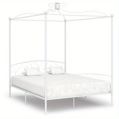 Hemelbedframe – Metaalbed – Slaapbed – Bedframe – Witte Bedframe – 160x200 Cm – Stabiel Metalen Structuur – Art Deco Design
