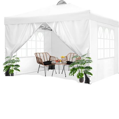 Partytent – Feesttent – Paviljoen – Vouwtent – Tuinentent – 3×3 m – Met 4 Afneembare Zijwanden – Instelbare Hoogte