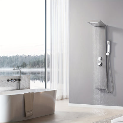 Douchepaneel – Douchekolom – Regendouche – Massage Douche – Handdouche – RVS Geborsteld – 4 Waterfuncties – Thermostaatkraan