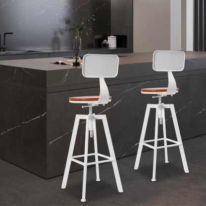 Barstoel – Barkruk – Barstoelset – Keukenstoel – Eetkamerstoel – Modern Design – Hoogteverstelbaar 63-83 cm – Metalen Frame