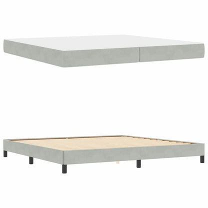 Boxspringbed – Boxspring – Tweepersoonsbed – Slaapbed – Bed – Lichtgrijs Velvet – 200x200 cm – Stevig Frame – Minimalistisch Hoofdbord