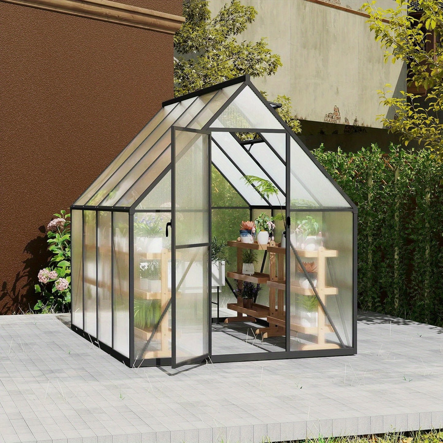 Kas – Tuinkas – Kweekkas – Broeikas – Groentekas – Aluminium Frame – 280x180x195 cm – 6 cm Fundering – 4 mm UV-bestendige Polycarbonaat Panelen – Weerbestendig & Duurzaam