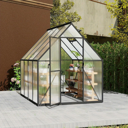 Kas – Tuinkas – Kweekkas – Broeikas – Groentekas – Aluminium Frame – 280x180x195 cm – 6 cm Fundering – 4 mm UV-bestendige Polycarbonaat Panelen – Weerbestendig & Duurzaam