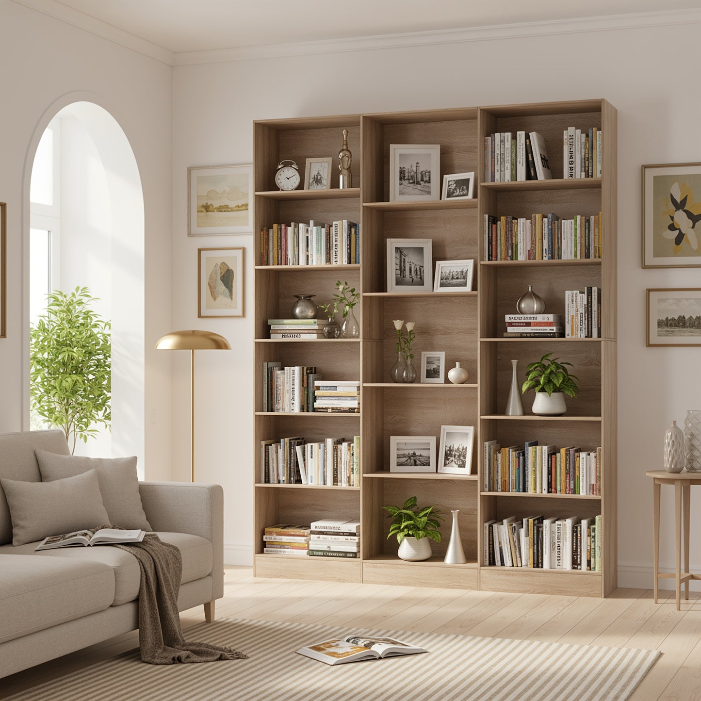 Boekenkast – Boekplank – Opbergkast – Displayrek – Licht Eiken – Hoogte 188 cm – Sterk Spaanplaat