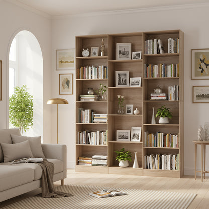 Boekenkast – Boekplank – Opbergkast – Displayrek – Licht Eiken – Hoogte 188 cm – Sterk Spaanplaat