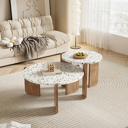 Bamboe Salontafel – Bijzettafel – Side Table – Balkon Tafeltje – Witte Set van 2 – Duurzaam Bamboo Materiaal – Geen Montage Nodig