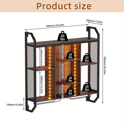 Wijnrek – Flessenhouder – Wandrek – Glazenhouder – Wijnhouder – Metaal – 90 x 90 cm – Verstelbare Planken