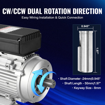 Elektromotor – Motor – Aandrijfmotor – Elektrische Motor – Compressormotor – 1,5 kW Vermogen – Draaien in Twee Richtingen