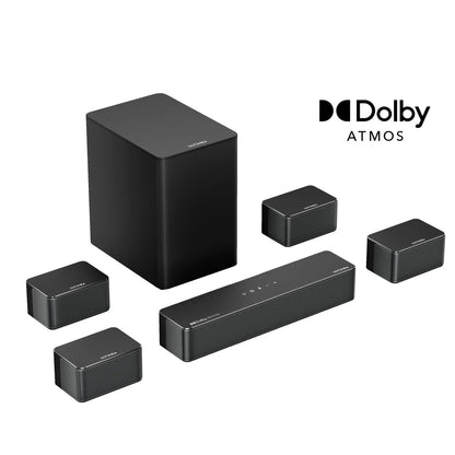 7.1 Surround Sound Systeem – Draadloze Subwoofer – Soundbar – Surround Geluidssysteem – Home Theater Audio – Dolby Atmos Technologie – 6,5 Inch Subwoofer Met 12 Instelbare Bassniveaus