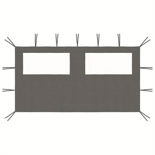 Zijwand Tuingazebo – Tuinwand – Gazebo Wand – Buitenwand – Schermwand – Met Ramen – 4x2 Meter – Weerbestendig Polyester Antraciet