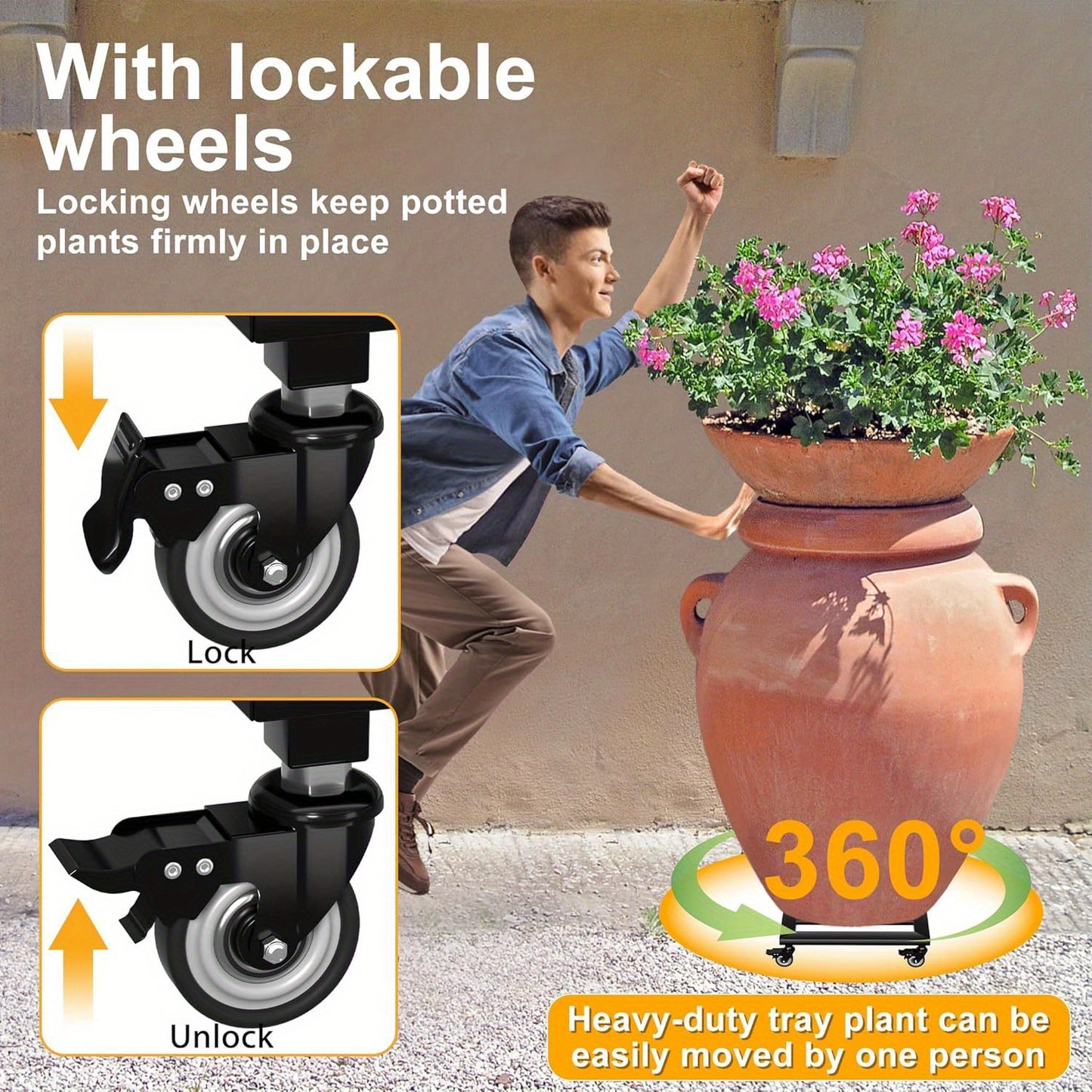 Plantenroller – Plantentrolley – Plantenwagen – Plantenkar – Plantenonderzetter – Metaal – Draagvermogen 150 kg – Ø 30 cm