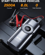 4 In 1 Accu Jumpstarter - Powerbank - Luchtcompressor - Bandenpomp - Multifunctioneel - Digitaal Display - Incl 3 Opzetstukjes - Incl Jumpstart Kabels - Nooit Zonder Stroom - 150 PSI - 20000 MAH - 2500 A - 15V