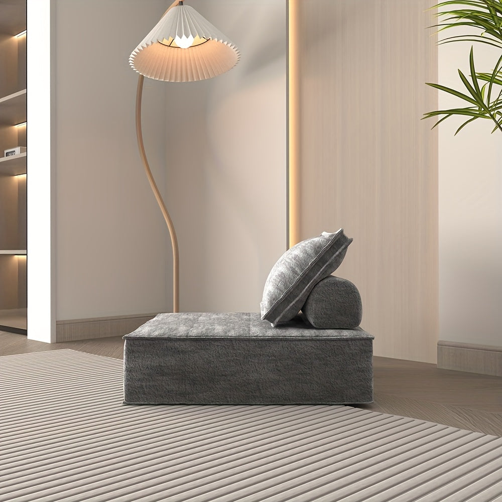 Bankbed – Slaapbank – Bedbank – Modulaire Sofa – Logeerbed – Chenille Bekleding Grijs – Ruimtebesparend Design – Eenvoudige Montage
