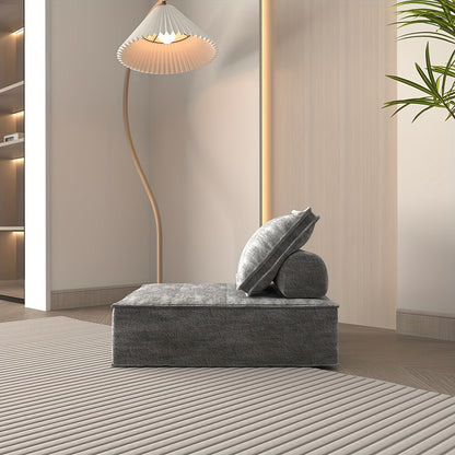 Bankbed – Slaapbank – Bedbank – Modulaire Sofa – Logeerbed – Chenille Bekleding Grijs – Ruimtebesparend Design – Eenvoudige Montage