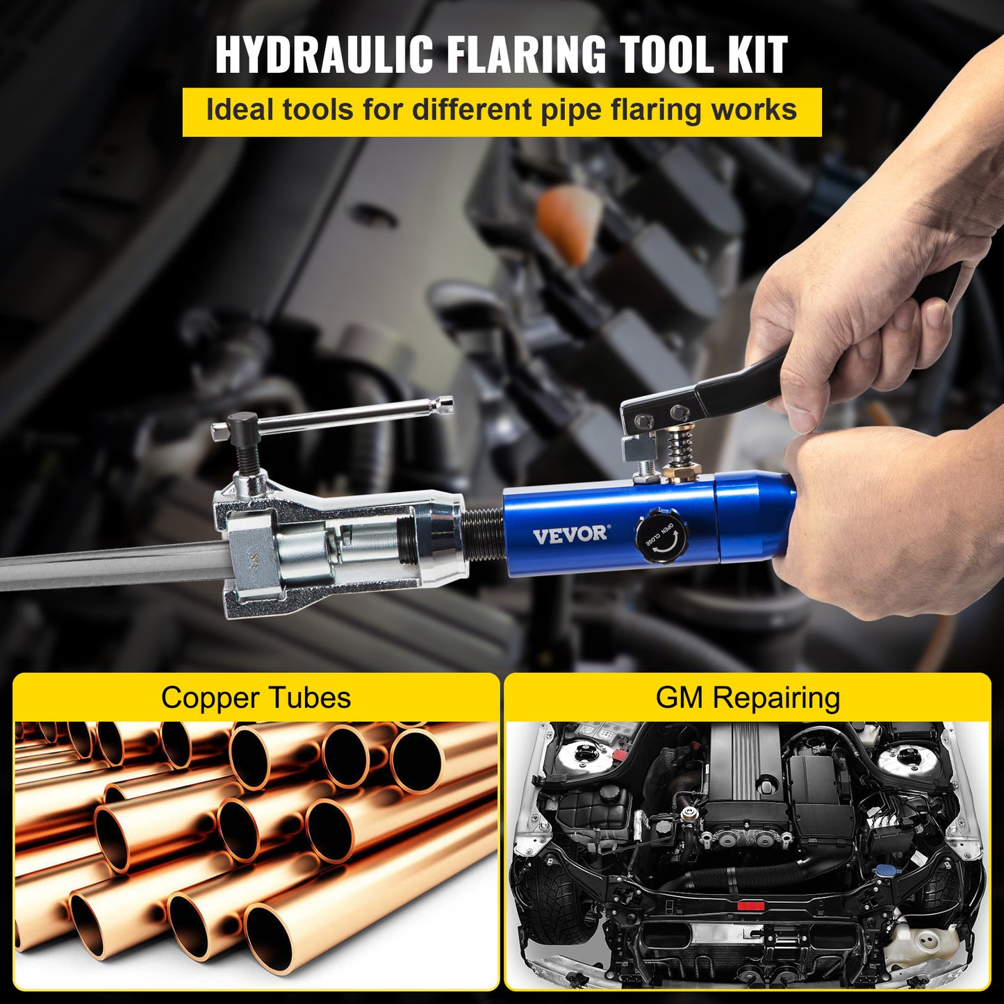 Hydraulische Flaring Tool Set – Remleiding Gereedschap – Buisverbuiger – Dubbele Flare Tool – Koperen Buis Flaring – 32-delige Set – Hydraulische Kracht – Geschikt Voor 3/16" Tot 1/2" Buizen