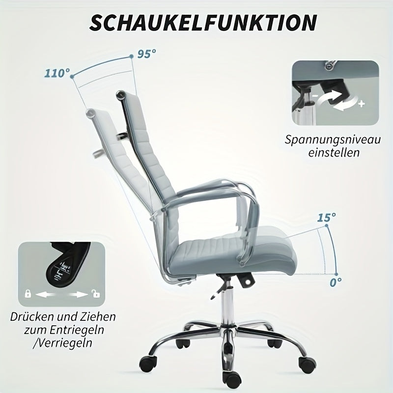 Bureaustoel – Office Chair – Kantoorstoel – Draaistoel – Werkstoel – Blauw – Stevig 5-punts Onderstel – Handmatige Hoogteverstelling