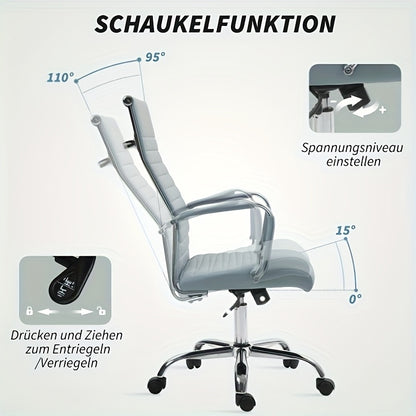 Bureaustoel – Office Chair – Kantoorstoel – Draaistoel – Werkstoel – Blauw – Stevig 5-punts Onderstel – Handmatige Hoogteverstelling