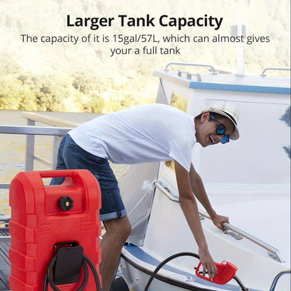 Brandstoftank – Jerrycan – Benzinetank – Mobiele Brandstoftank – Brandstofcontainer – 56,78 Liter Inhoud – Met Wielen en Zuigerslang
