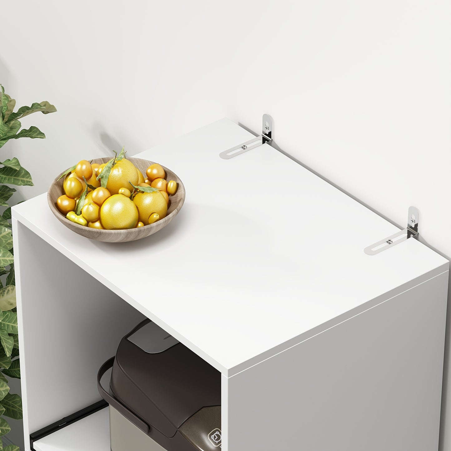 Kast – Opbergkast – Dressoir – Garderobekast – Meubel – Wit MDF – Uitschuifbare Lade – Compact 50 cm Breed