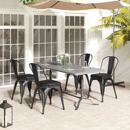 Metal Eetkamer Stoelen – Stapelbare Keuken Stoelen – Café Stoelen – Restaurant Stoelen – Zwarte Metalen Bistro Stoelen – PU Leren Kussens – Verwijderbare Rugleuning – 330 kg Draagkracht – 18,5 Inch Zithoogte
