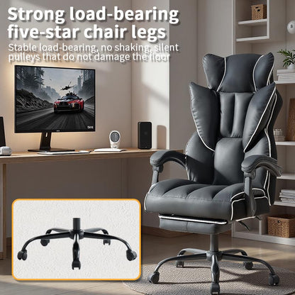 Gamingstoel – Gamestoel – Gaming Chair – Bureaustoel – Game Stoel – Verstelbaar in Hoogte – Ergonomisch PU Leer – Zachte Foamvulling – Stevige Rugsteun – 5-Wiel Basis – Duurzaam & Comfortabel – Voor Thuiswerk en Gamen