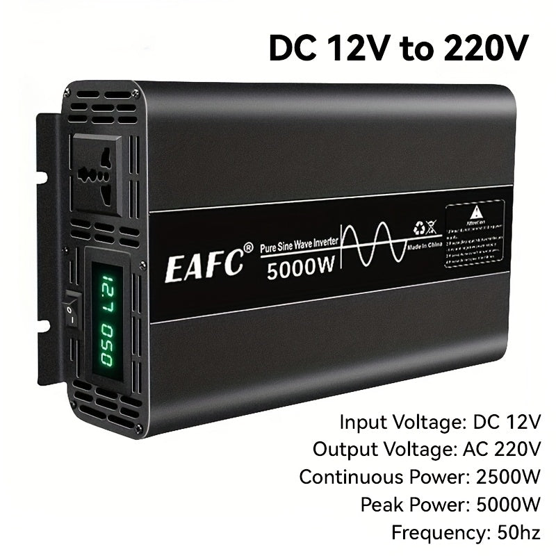 Zuivere Sinusomvormer – Stroomomvormer – Spanningsomzetter – DC-AC Converter – 5000W Omvormer – 12V Naar 220V – Zuivere Sinusgolf – Veiligheidsbescherming