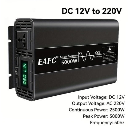 Zuivere Sinusomvormer – Stroomomvormer – Spanningsomzetter – DC-AC Converter – 5000W Omvormer – 12V Naar 220V – Zuivere Sinusgolf – Veiligheidsbescherming