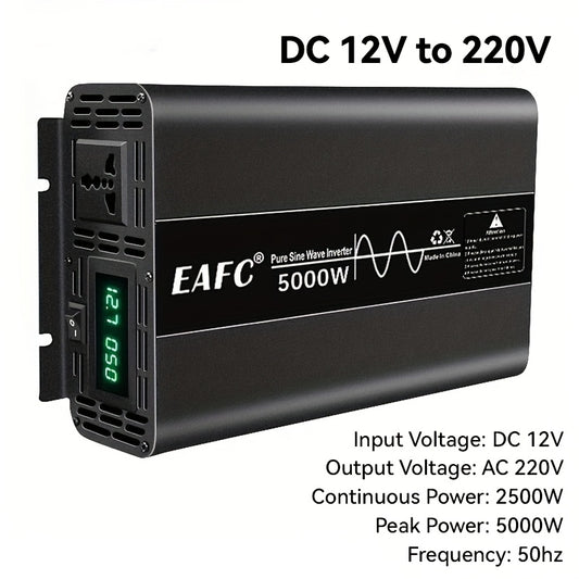 Zuivere Sinusomvormer – Stroomomvormer – Spanningsomzetter – DC-AC Converter – 5000W Omvormer – 12V Naar 220V – Zuivere Sinusgolf – Veiligheidsbescherming