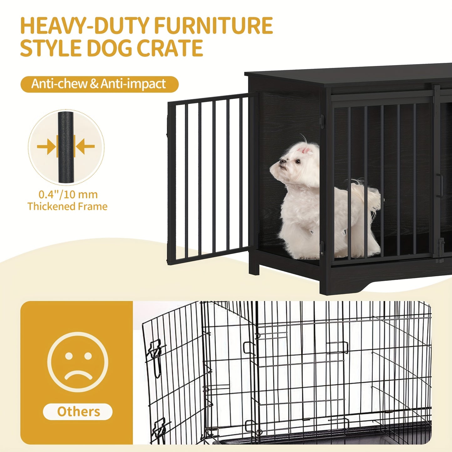 Houten Hondenbench – Hondenkooi – Hondenhok – Huisdier Bench – Hondenren – Lichtgrijs – 2 Deurs Schuifdeur – Geschikt Voor Kleine En Middelgrote Honden