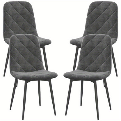 Eetkamerstoel – Keukenstoel – Stoel – Kuipstoel – Set van 4 – Gestoffeerd met fluwelen stof – Met metalen poten – Ergonomische rugleuning – Modern grijs design