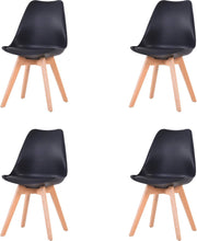 Eetkamer stoelen - Set van 4 - Met Zitvulling Kuipstoel - Tulpen Plastic - Eetkamerstoel - Zwart