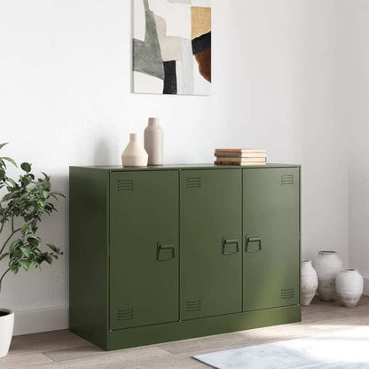 Simple Sideboard, Spacious Storage Cabinet with Display Shelf, Suitable for Kitchen, Living Room, Stylish Furniture, Offers Additional Storage Space and Home Decor, Ensures Safety. Dressoir 99x39x73 cm Steel Olive Green
