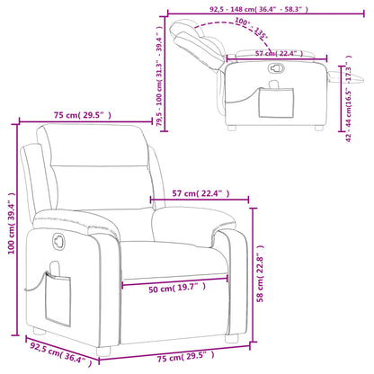 Elektrisch Verstelbare Fauteuil – Relaxstoel – Leunstoel – Zitstoel – Loungestoel – Donkergrijs – 6-Punts Massagefunctie – Fluweelstof Comfort