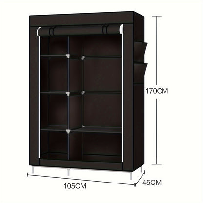 Draagbare Kledingkast – Kledingrek – Garderobekast – Opbergkast – Kleding Organizer – Compact 105x45x170 cm – Stevig IJzeren Frame – Ademend Stofhoes Zwart