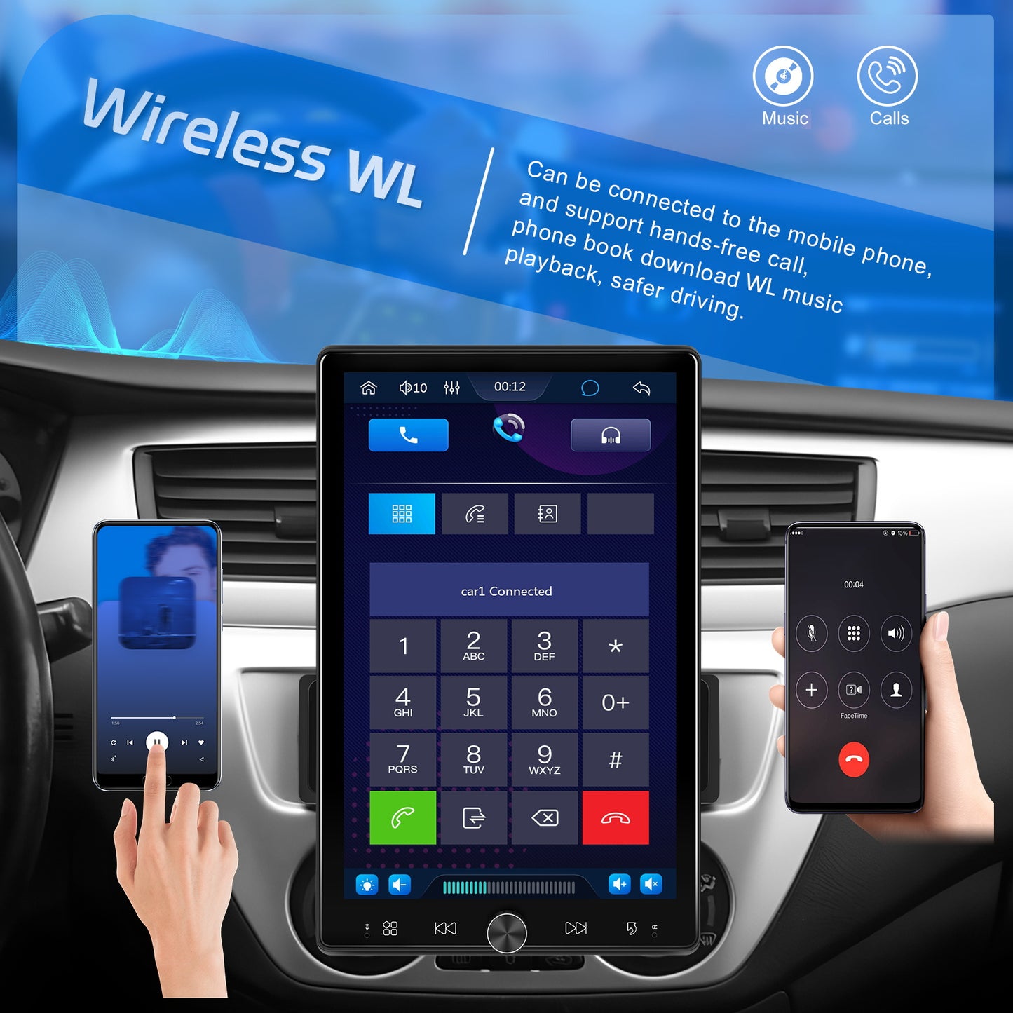 Autoruistation – Car Stereo – Multimedia Systeem – Android Radio – Navigatie Unit – 10,4 Inch Touchscreen – Draadloos CarPlay & Android Auto – Flexibel Rotatiescherm – Stuurbediening – Mirror Link – FM/RDS Radio – Inclusief Microfoon