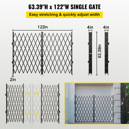 Dubbele Vouwdeur – Vouwdeur Security Gate – Schaarpoort – Rolpoort – Veiligheidspoort – Zwaar Gepoedercoat Staal – 155x310 cm Groot