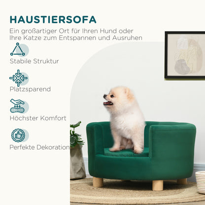 Huisdiersofa – Dierenbank – Dierenbed – Kattenbank – Hondensofa – Wasbare Kussenhoes – Berkenhouten Poten – Geschikt Voor Kleine Huisdieren Tot 4,5 Kg – Groen