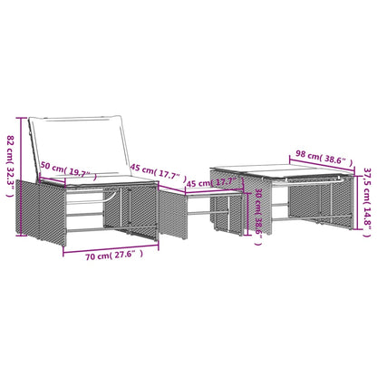Lounge Set – Buitenmeubels – Tuinmeubilair – Ligbed - Balkon Set – Ligstoelen - 2-Delige Set – PE-Rattan – Verstelbare Rugleuning