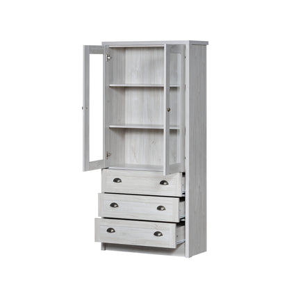 Halgangkast – Opberger – Schoenenkast – Kast – Bergkast – Wit – Hoog Slank Design – Bamboe Met Glazen Deur