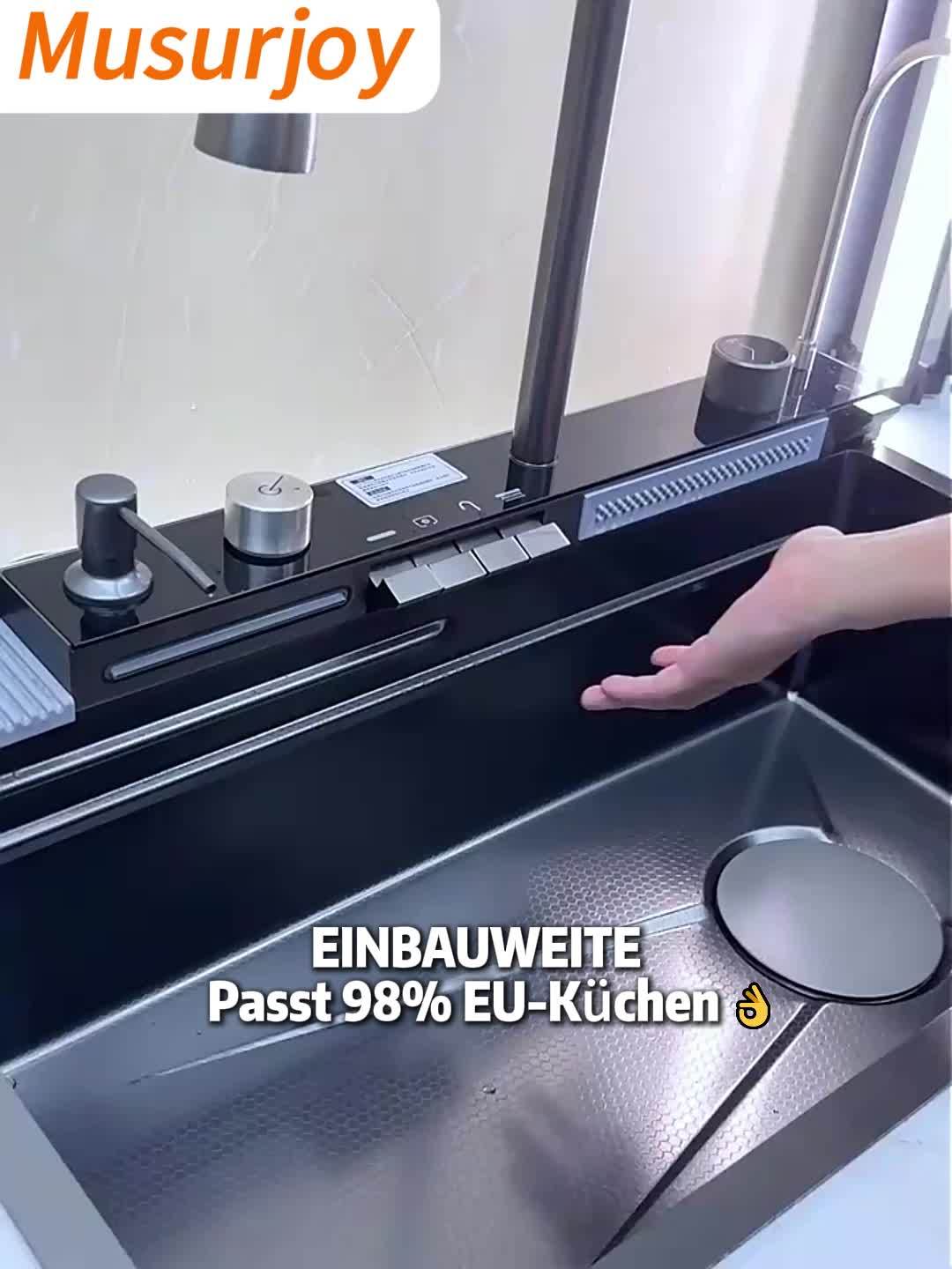 Keukenspoelbak – Spoelbak – Spoelbak RVS – Onderbouw Spoelbak – Werkstation Spoelbak – Zwart Matzwart – SUS304 Roestvrij Staal – Grote Enkele Kom 74,9x45 cm