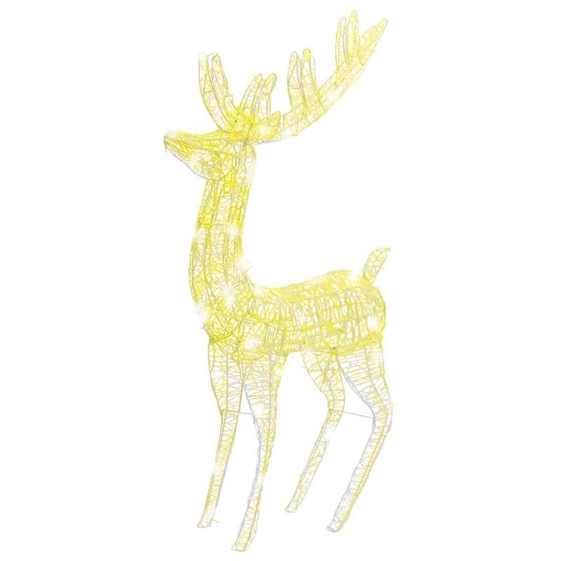 Rendierbeeld – Kerstdecoratie – Tuindecoratie – Sfeerverlichting – Ornament – Hoogwaardig Acryl – Weerbestendig – 180 cm – Warm Wit Licht – Set van 3