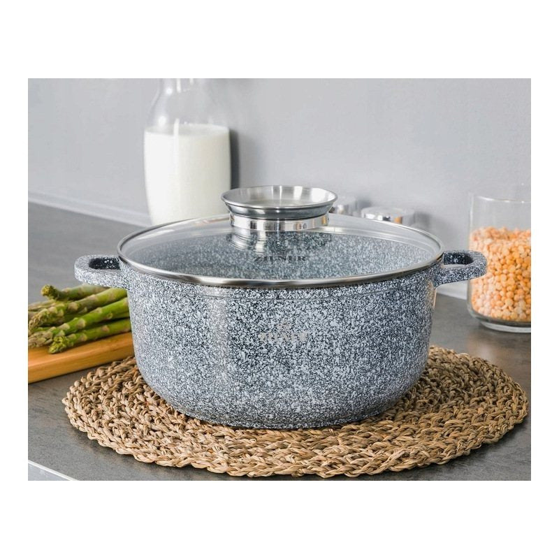 Kookset – Pannenset – Kookpot – Kookpan – Pannen met Deksel – Inductie Geschikt – Anti-aanbaklaag – Snelle Warmteverdeling – Grijs – 10-delig