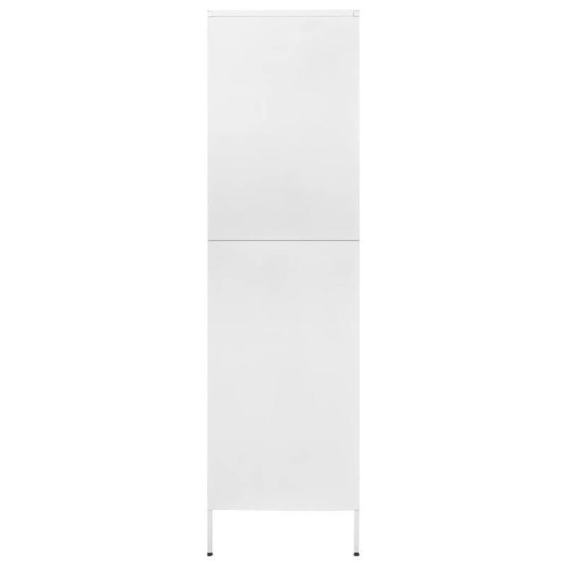 Witte Stalen Kast – Opbergkast – Bergkast – Kast Met Deuren – Stalen Opbergmeubel – 90x50x180 cm – Robuust Staal Met Houten Elementen
