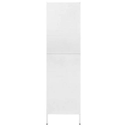 Witte Stalen Kast – Opbergkast – Bergkast – Kast Met Deuren – Stalen Opbergmeubel – 90x50x180 cm – Robuust Staal Met Houten Elementen