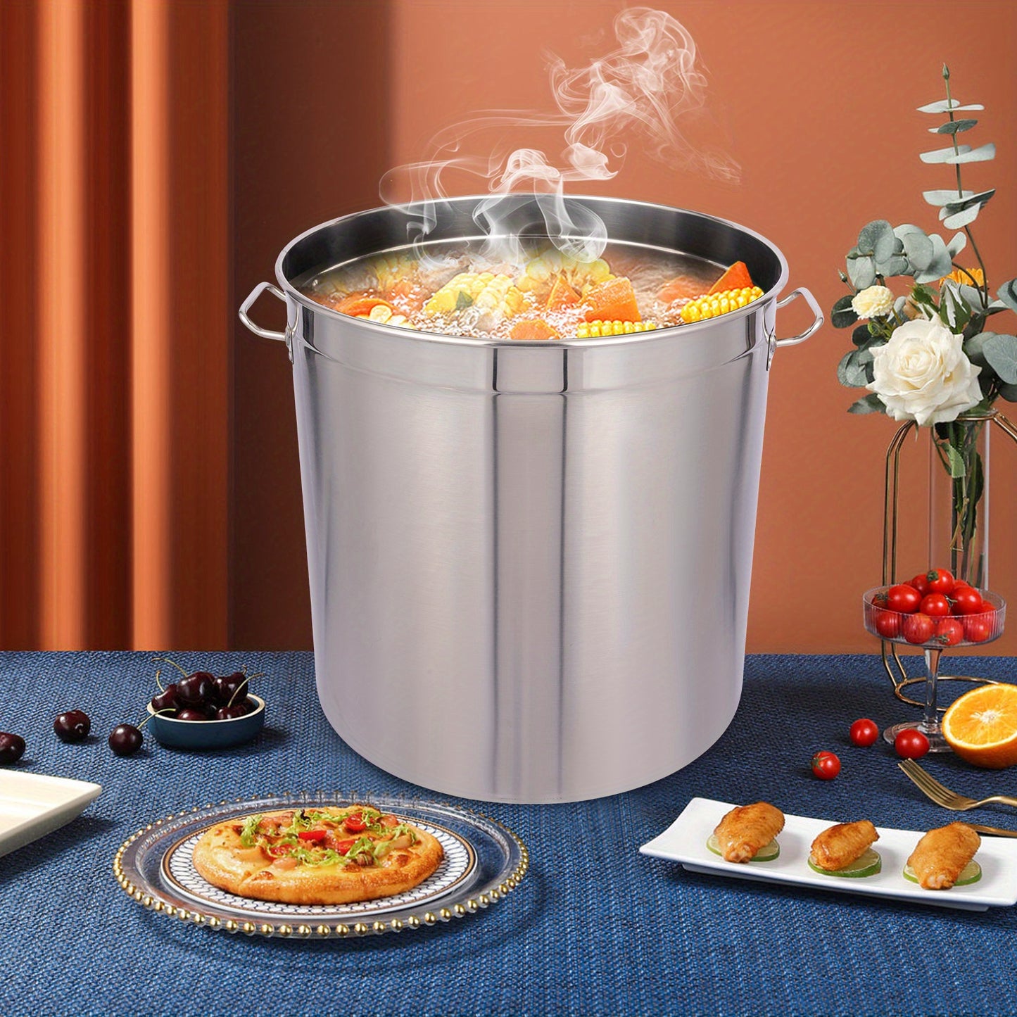 Soepketel – Soeppot – Kookpot – Stoofpan – Grote Pan – Roestvrij Staal 304 – 98 Liter Inhoud - QUORE