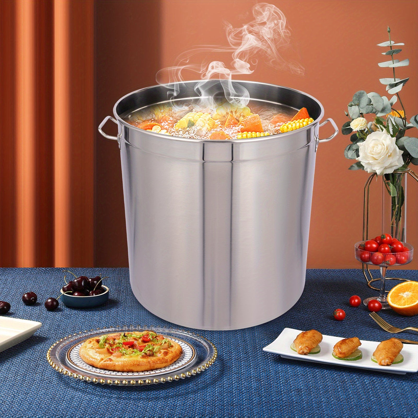 Soepketel – Soeppot – Kookpot – Stoofpan – Grote Pan – Roestvrij Staal 304 – 98 Liter Inhoud - QUORE