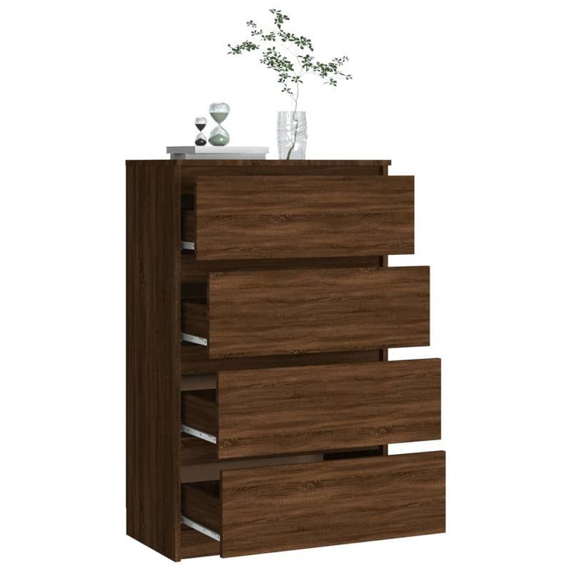 Dressoir – Sideboard – Kast – Ladekast – Opbergkast – Bruin Eikenlook – Hardhout – Compact 60x35x98,5 cm