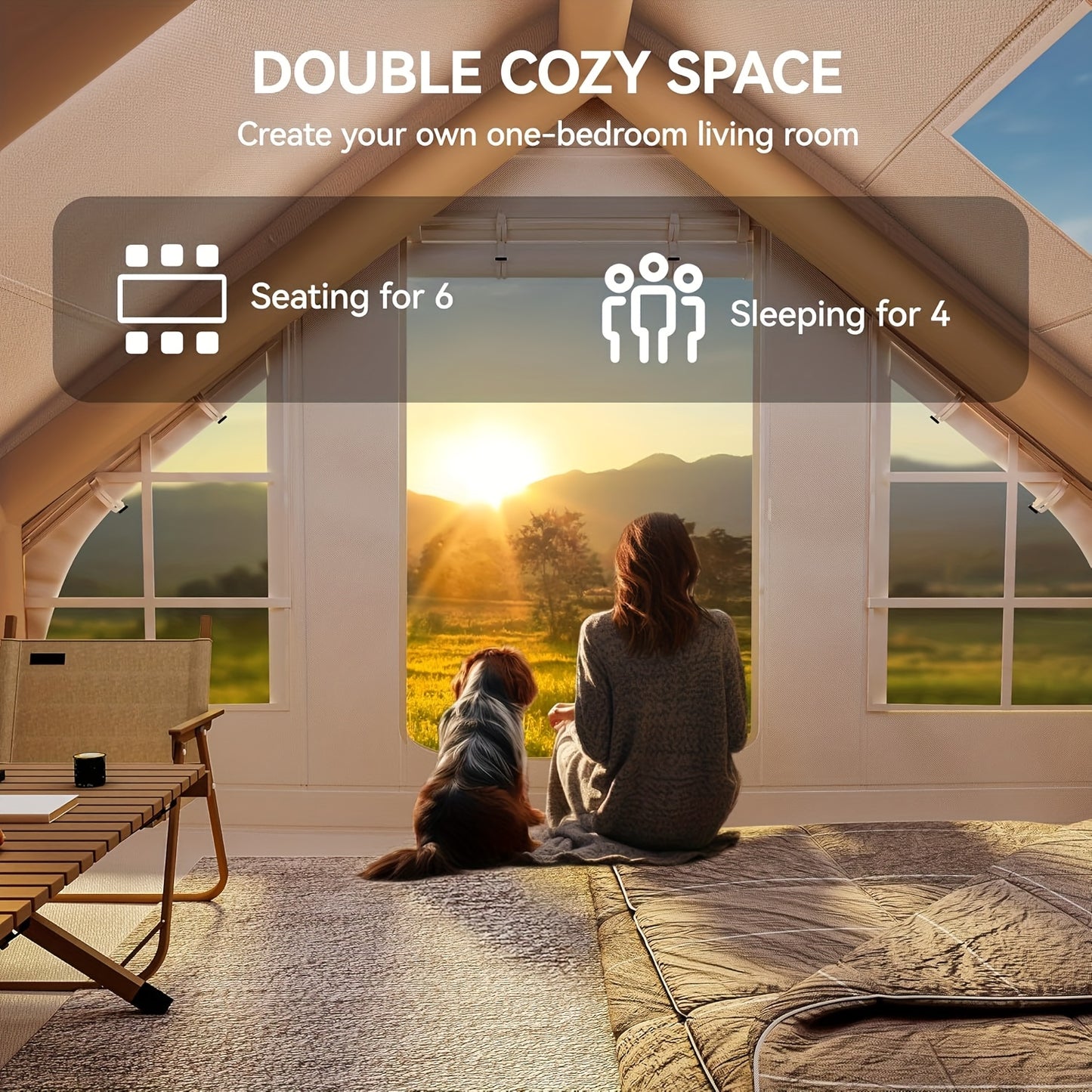 Opblaasbare Tent – Kampeertent – Familietent – Glamping Tent – Luchtbed Tent – Waterdicht – 300x200x200 cm – Snel Opblaasbaar – Hoogwaardig 420D Oxford Polyester