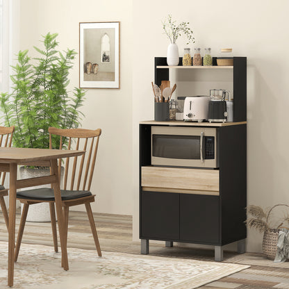 Microwavekast – Keukenkast – Opbergmeubel – Buffetkast – Servieskast – Scandinavisch Design – 60x40x131 cm – Melamine Coating